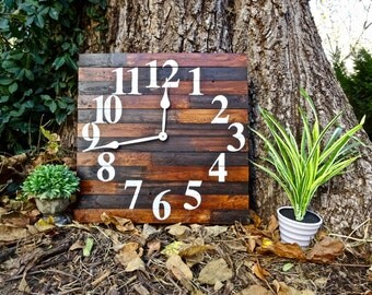 Large Rustic Wall Clock. Wood Clock. Oversized Wall Clock. Wall Clock. Square Clock. Hanging Rustic Clock. Unique Wall Clock.