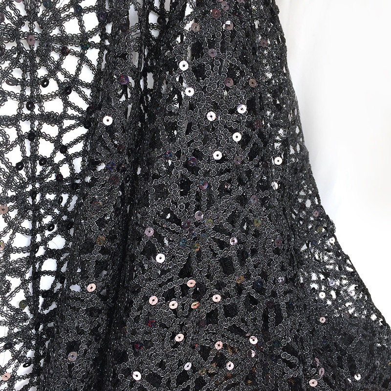 Lurex Lace Sequins Fabric Black Lace Chemical Lace Black