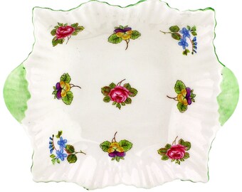 Vintage Shelley Dainty Dish, Rose Pansy Forget Me Not, Mint Green, Shelley Porcelain, Shelley Bone China, Pink, Floral Flowers, Candy Dish