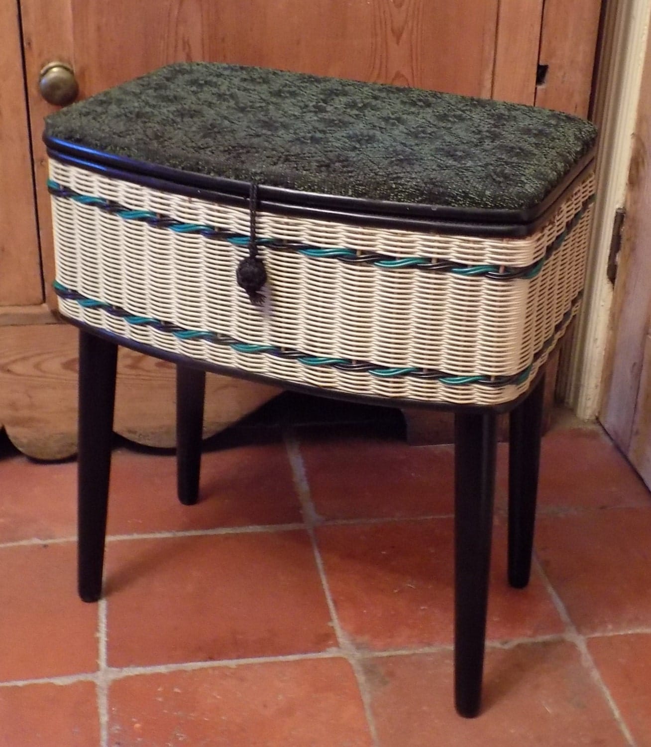 Vintage Sewing Basket on Legs from Chairmancrafts on Etsy Studio