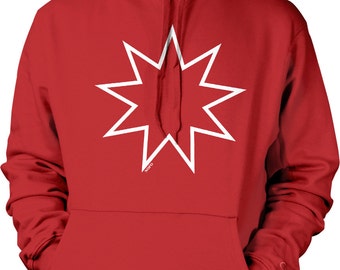 Nine Pointed Star, Bahai Symbols Hooded Sweatshirt, NOFO_00689