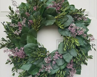 Preserved wreath, custom wreath, teardrop eucalyptus wreath, leaf wreath, large wreath, indoor wreath, eucalyptus wreath, natural wreath