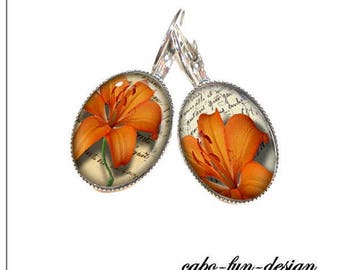 13 x 18 mm cabochon jewelry earrings orange Lily