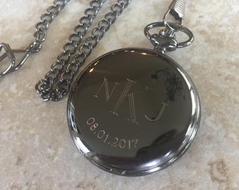 The Mans Pocket Watch. Matte Black Finish. Personalized For Thst Special Touch. Groomsmen Gifts. Groomsman Gift. Groomsmen Gift. Fathers Day