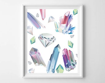 Gems printable,Artistic mineral,Crystal Art, Crystal Print, Gem Art print, Gem Print, Gemstone Print, Mineral Art, Boho Decor, Crystal Decor