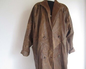 Vintage 80s oversize leather jacket leather jacket M/L