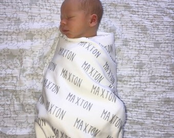 SALE* Personalized Swaddle Single Name Baby Blanket Newborn Baby Girl Baby Boy Infant Toddler Nursery Thin Fleece Receiving Blanket