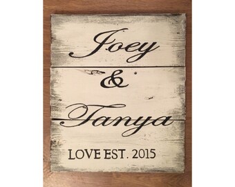 Custom wood sign - Family name established date, wedding wood sign, made to order, wedding sign, newlyweds wood gift, valentines gift
