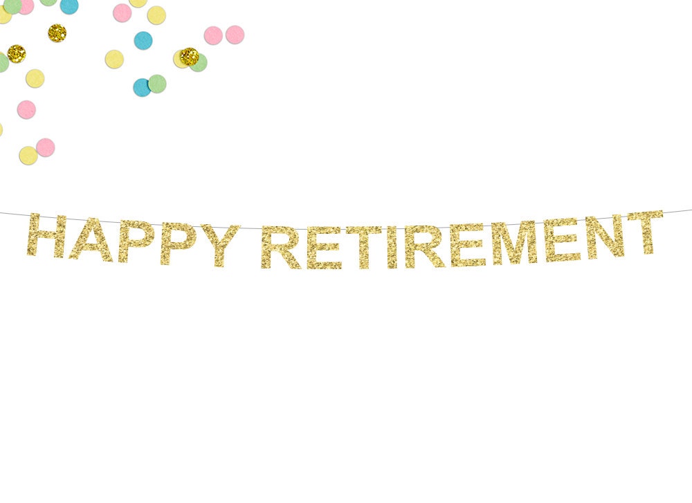 Happy Retirement Glitter Banner Retirement Party Decor