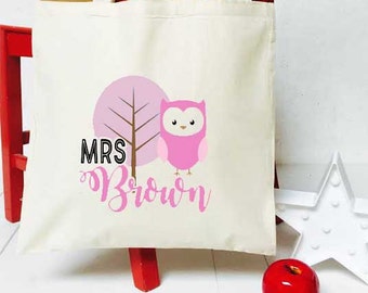 Pink Owl Teacher Tote Bag End of Term Thank You School Gift bag