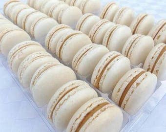 12 French Macarons - Salted Caramel French Macarons made by hand and to order. Macaroons, Freshly baked with Salted Caramel.