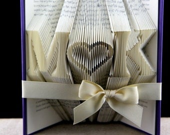 Folded Book Valentines Day Gift For Her, Valentines Gift For Girlfriend, Custom Book Sculpture Valentines Day Gift, Personalized Gift