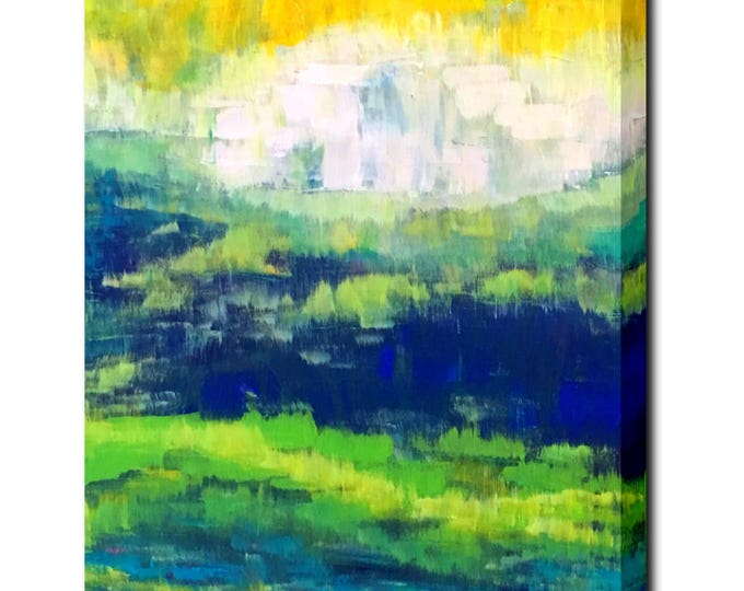 Art Canvas Print Giclee Painting landscape -- Cascade Mountain Meadow Seattle, Rainier, Pacific Northwest sun stream wild scenic beauty