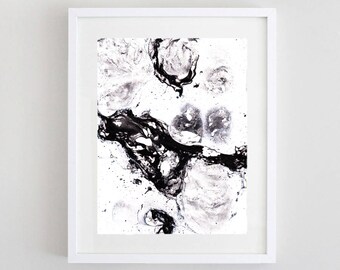 Infinity Marble Art Print, Minimal, Black and White, Detail, Modern.