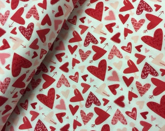 Valentine Fabric Kiss Kiss Hearts by Abi Hall for Moda 35254 Modern - CT 114570 100% High Quality Cotton by the YD