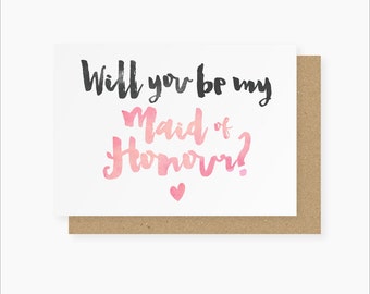 Will You Be My Maid of Honour? Card - Bridesmaid Card - A6 Card
