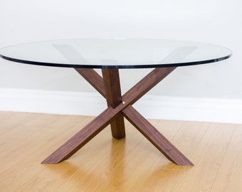 Mid-Century Modern Coffee Table - Walnut & Brass