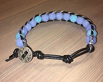 Lilac and Sky Blue Wrap Bracelet