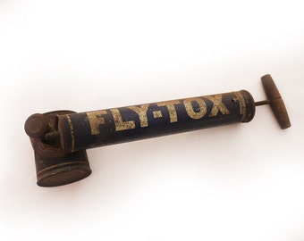 french Bug Sprayer. Fly-ToX Insecticide Sprayer. Vintage Insect Spray, Industrial Decor. Fly-ToX insecticide spray steel 20s.