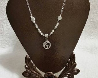 RESIST necklace, Morse code statement necklace in bright silver toned metal with fancy bail and tree of life charm, Anti-Trump, Fight back