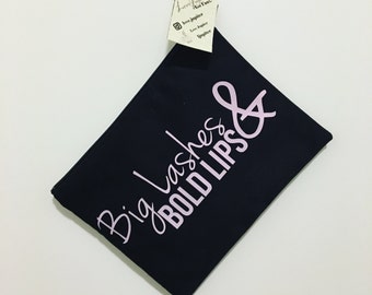 Black envelope style personalized hand made makeup bags with custom logo, makeup bag, small purse, zipper bag
