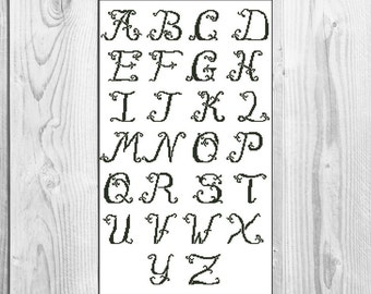 Alphabet cross stitch pattern, cross stitch font, Instant Download, Letters ,monogram, alphabet stencils, calligraphy,personalized /NI_A0117