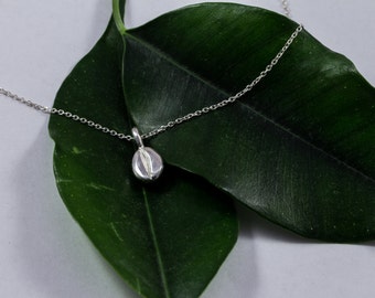 COFFEE BEAN CHARM , Silver Coffee Bean Necklace , Coffee Bean Necklace Silver necklace Dainty necklace Tiny Charm necklace