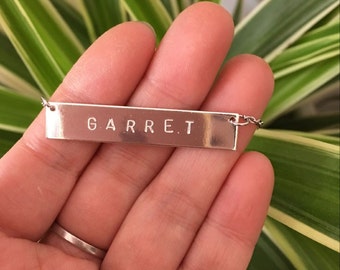 Personalized Bar necklace//Handstamped jewelry name bar necklace//Best Friend Gift//Friendship Bar necklace