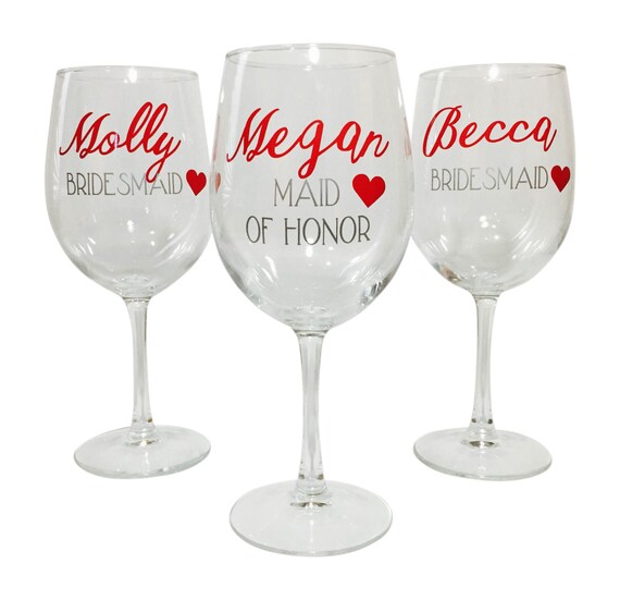 Personalized Wine Glasses Bridesmaids Glass Bridal Party
