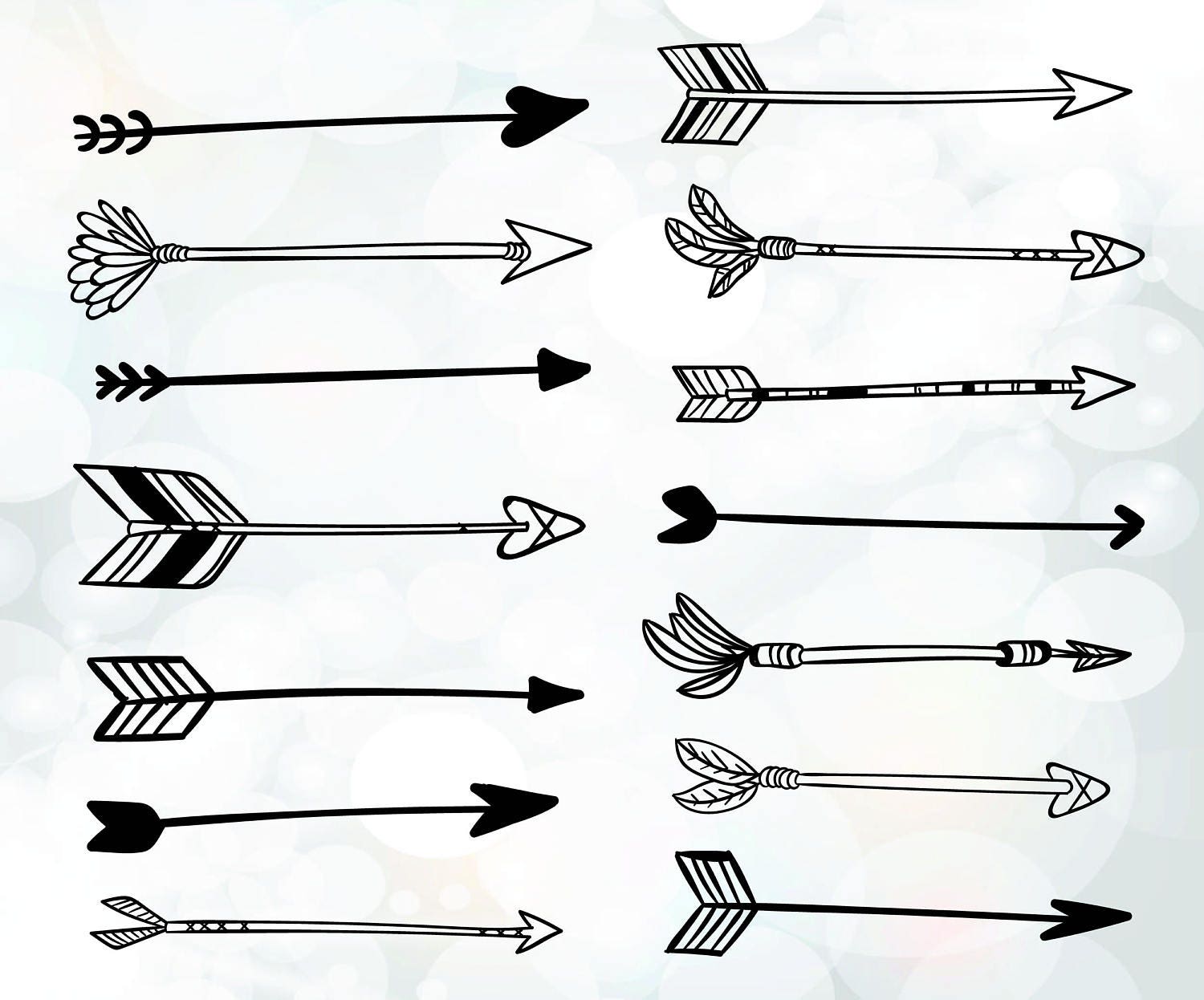 Arrows svg files for cutting hand drawn boho arrows