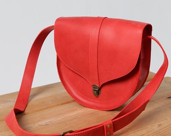 Red clutch leather handbag woman bag original bag small bag mini bag modern bag roomy bag handmade bag trendy bag bright bag simple bag