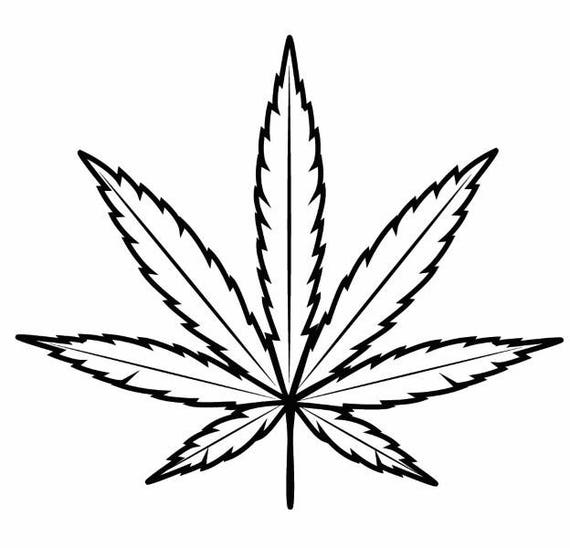 Marijuana Leaf Outline Cannabis Pot Smoking Bong .SVG .EPS .PNG Instant