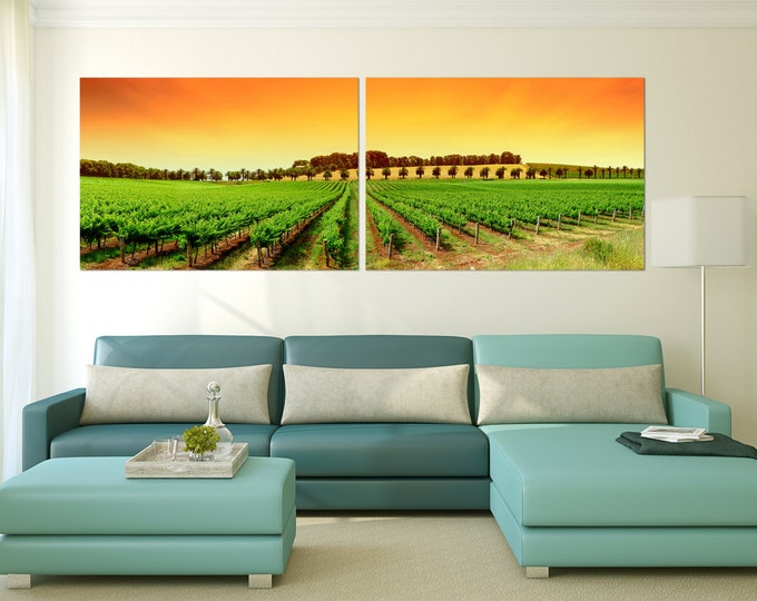 Barossa valley panoramic wall art, Barossa valley canvas print, Australia wall art print, vineyards wall art print, Australian landscape