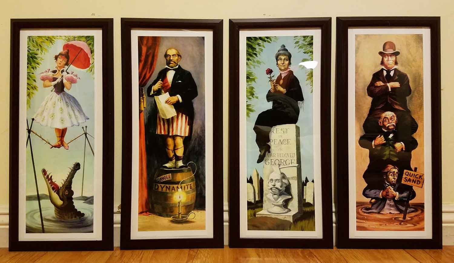 Disneyland Haunted Mansion Set of 4 Stretch Paintings Fine Art