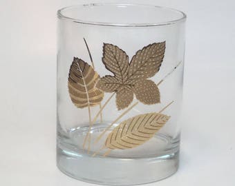 Set of 8 Mid Century Lowball / Old Fashioned Drinking Glasses / Gold Drinking Glasses By Libbey