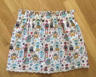 Baby Girl Skirt-Toddler Skirt-Robot Skirt-Retro Skirt-Baby Robot Outfit-Shower Gift-Baby Girl Cotton Skirt-Skirt-Twirl Skirt-Toddler Gift