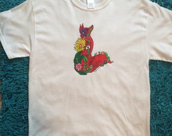 Fox Tshirt Hand Painted