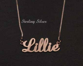 Unique Name Necklace Custom Name Plate Necklace Rose Gold Name Jewelry Cheap Necklace Personalized Jewelry Gifts - Material Sterling Silver