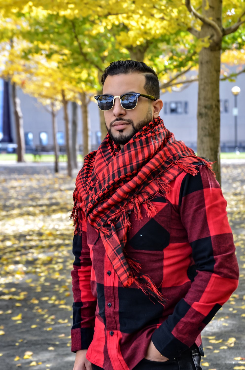 100% Cotton RED Shemagh Premium Arabic Scarf Keffiyeh