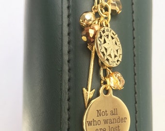 Wanderlust Travelers Notebook Charm by TheOpalWild, Boho Inspired Charm, Charm, Planner Charm, Travelers Notebook, Travelers Notebook Charm