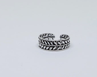Leaf Oxidized Sterling Silver Toe Ring, Boho Ring, Tribal Ring, Adjustable Ring, Sterling Silver Jewelry