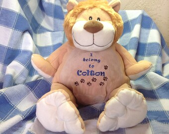 Personalized stuffed animal, stuffed lion, stuffed animal, embroidery stuffed animals, names on stuffed animals