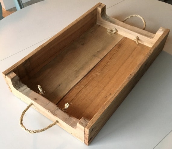 Reclaimed Wood Pallet Tray with rope handles by KSWoodCo on Etsy