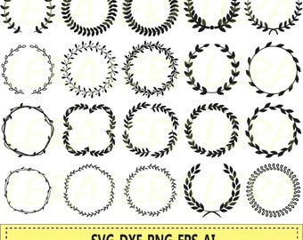 60 % OFF, Laurel wreath SVG, Wreath png, eps,svg,dxf, Laurel Wreath Circle Monogram Frame Files svg, Laurel Wreaths Clipart Digital Download