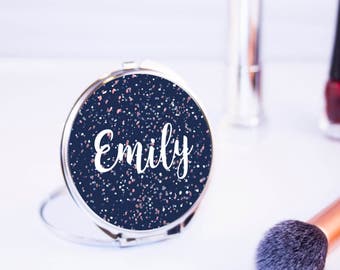 Personalised Pretty Handwritten Round Compact Mirror - Women's Accessories - Beautiful Bridesmaid Pocket Mirror - Made to order