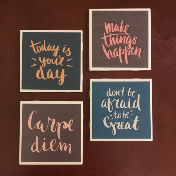 Inspirational Coasters Set of Four Handmade Earth Tones
