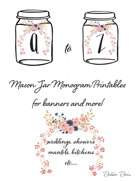 Items similar to Monogram Mason Jar alphabet letters on Etsy
