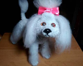 Grey Dog Stuffed Animal amigurumi Eco friendly Toy waldorf Plush Dog funny Collectibles Toy knitted Kids gift Soft sculptures Creature