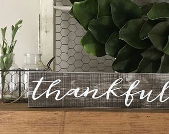 Thankful sign, Rustic wall decor, Rustic signs, Grateful thankful sign, Thanksgiving decor, Rustic home decor, Farmhouse decor, Custom signs