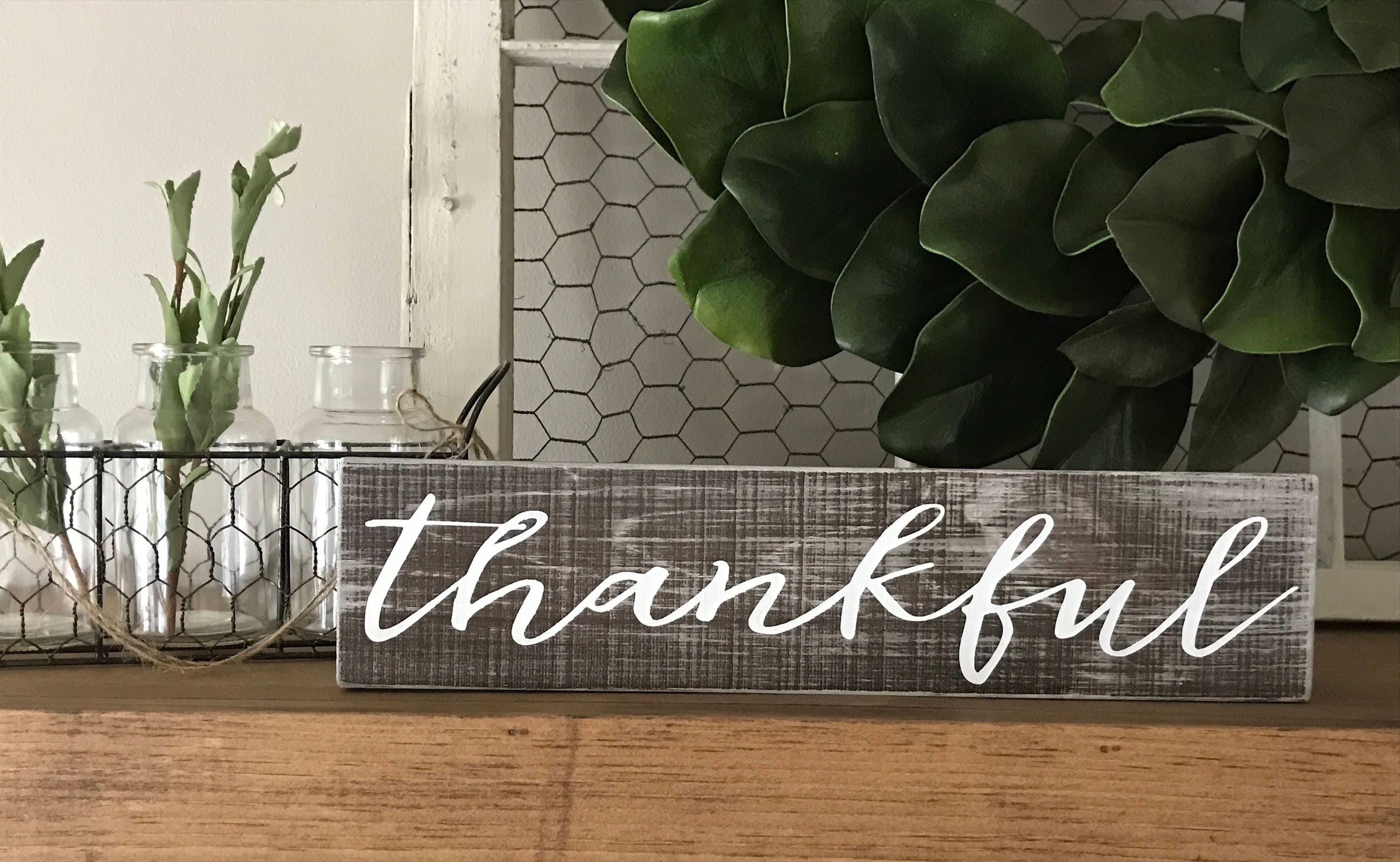 Thankful sign Rustic wall decor Rustic signs Grateful